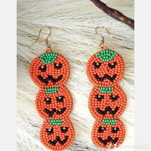 Halloween earrings stacked jack o lantern